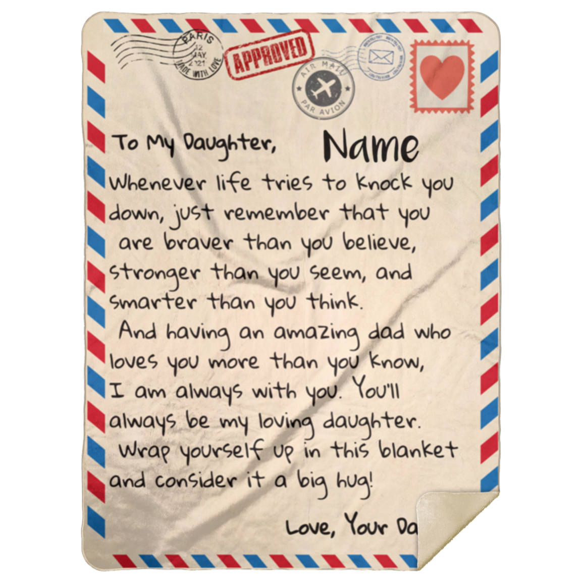 To My Daughter I Love Dad I Letter Blanket