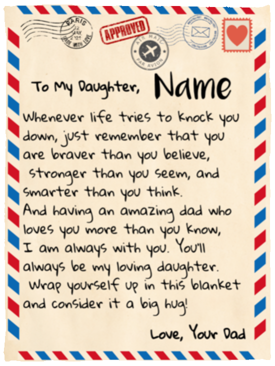 To My Daughter I Love Dad I Letter Blanket