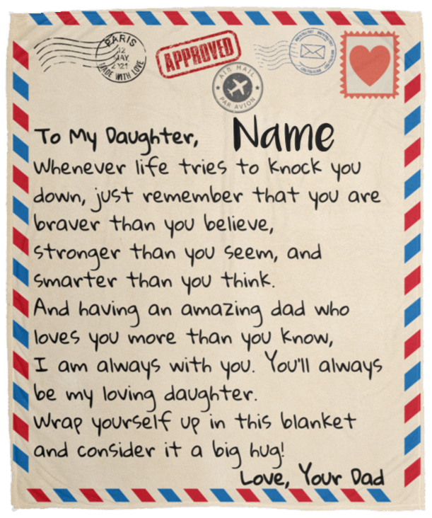 To My Daughter I Love Dad I Letter Blanket